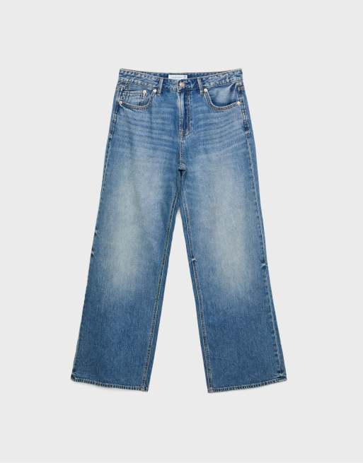 Stradivarius - D91 - Jean taille basse - Bleu jean moyen délavé, 6 de 7