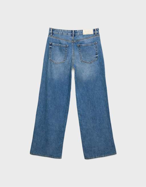 Stradivarius - D91 - Jeans a vita bassa lavaggio medio a fondo ampio, 7 di 7