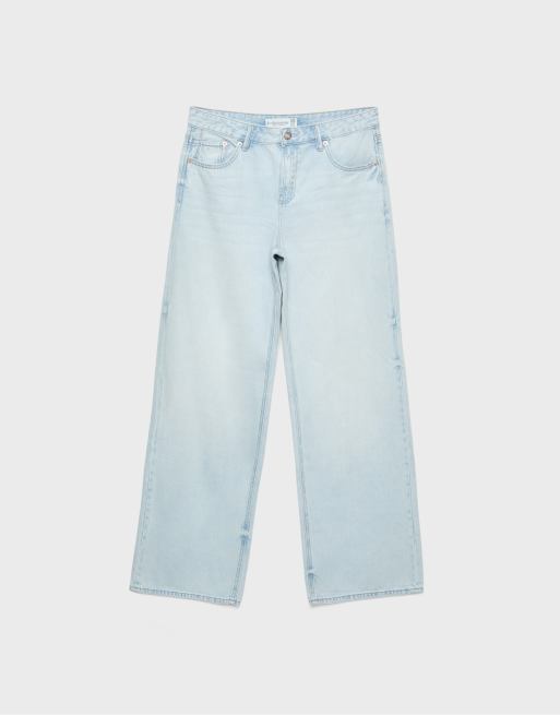Stradivarius – D91 – Jeans aus blauem Denim mit weitem Bein und niedrigem Bund, 6 von 7