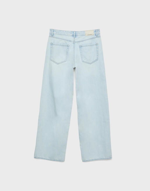 Stradivarius - D91 - Jeans met wijde pijpen en lage taille in blauwe denim, 7 van 7