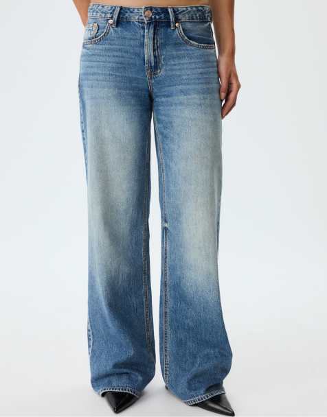 Stradivarius – D91 – Jeans mit niedrigem Bund, weitem Bein und mittlerer Denim-Waschung - view 1
