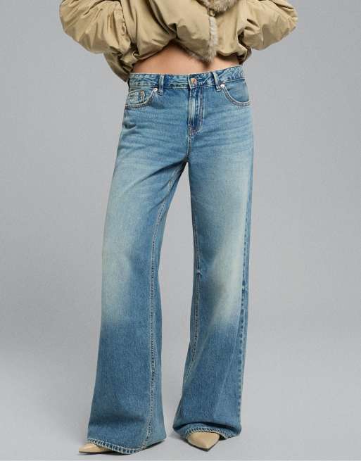 Stradivarius – D91 – Jeans mit niedrigem Bund, weitem Bein und mittlerer Denim-Waschung, 2 von 7