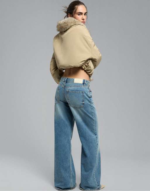 Stradivarius – D91 – Jeans mit niedrigem Bund, weitem Bein und mittlerer Denim-Waschung, 3 von 7