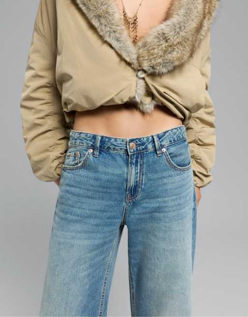 Stradivarius – D91 – Jeans mit niedrigem Bund, weitem Bein und mittlerer Denim-Waschung, 4 von 7