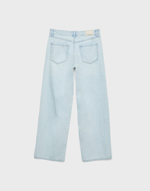 Stradivarius - D91 - Lyseblå jeans med lav talje og brede ben, 7 af 7