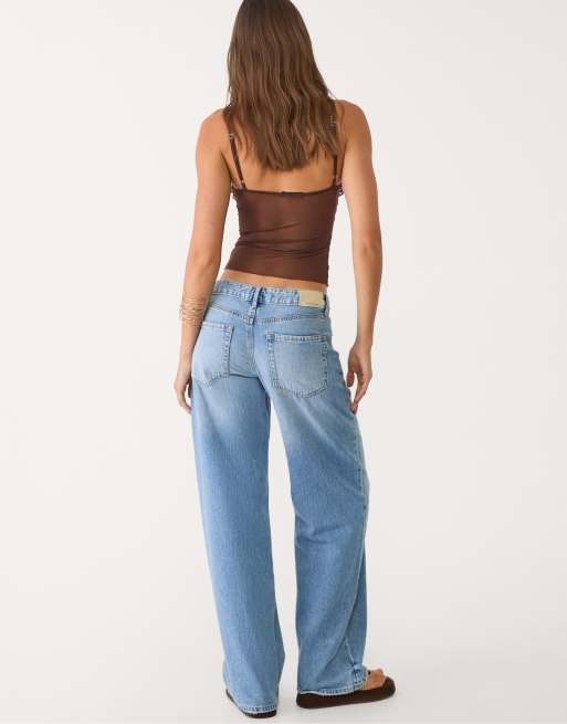 Stradivarius - D91 - Lyseblå jeans med lav talje og brede ben, 3 af 4
