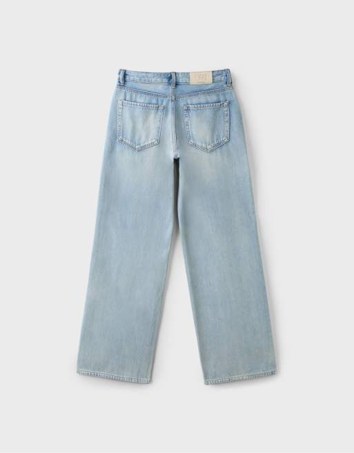 Stradivarius – D91 – Mellanblå jeans med låg midja och vida ben, 7 av 7