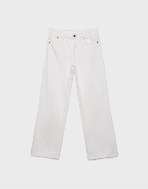 Stradivarius – D91 – Vaniljvita jeans med låg midja och vida ben, 6 av 7