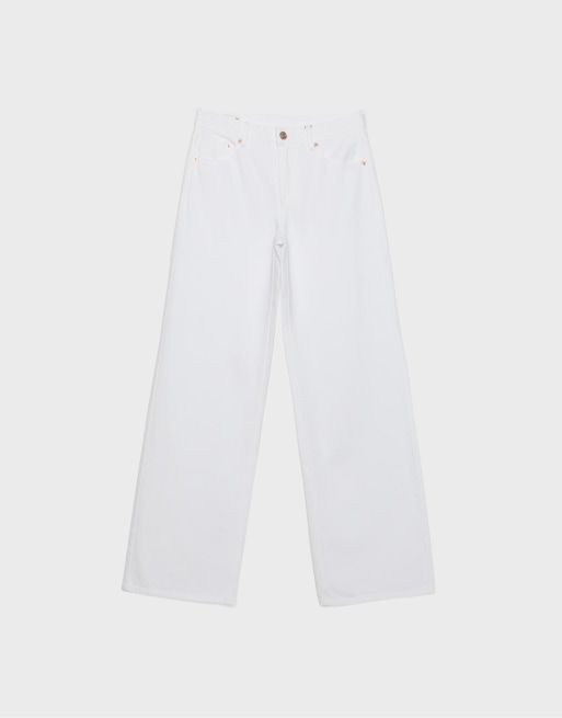 Stradivarius – D91 – Vita jeans i twill med låg midja och vida ben, 6 av 7