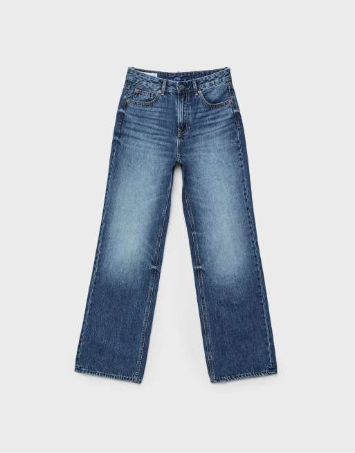 Stradivarius - D92 - Blå jeans med brede lige ben, 6 af 7