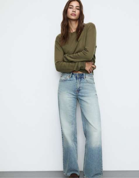 Stradivarius - D92 - Blå jeans med lige vide ben i denim - view 1