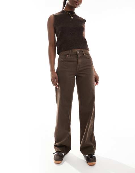 Stradivarius – D92 – Bruna jeans i dad-modell med vida ben - view 1