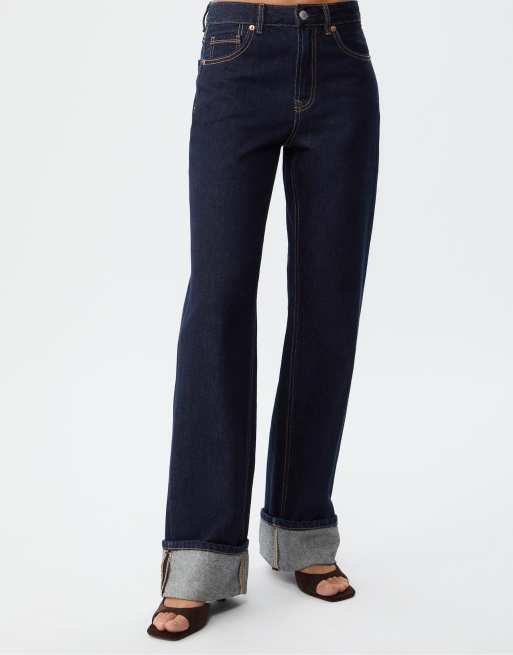 Stradivarius – D92 – Denim-Jeans in blauer Rinse-Waschung mit weitem, geradem Bein, 2 von 7