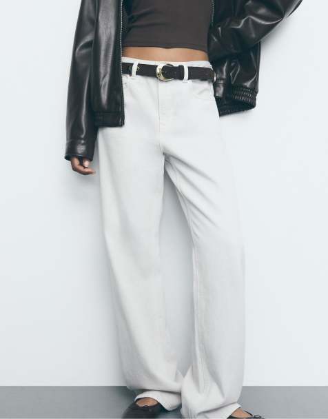 Stradivarius – D92 – Grå, raka jeans med vida ben - view 1