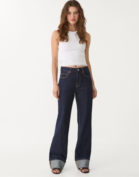 Stradivarius - D92 - Jean droit ample - Bleu foncé - view 1