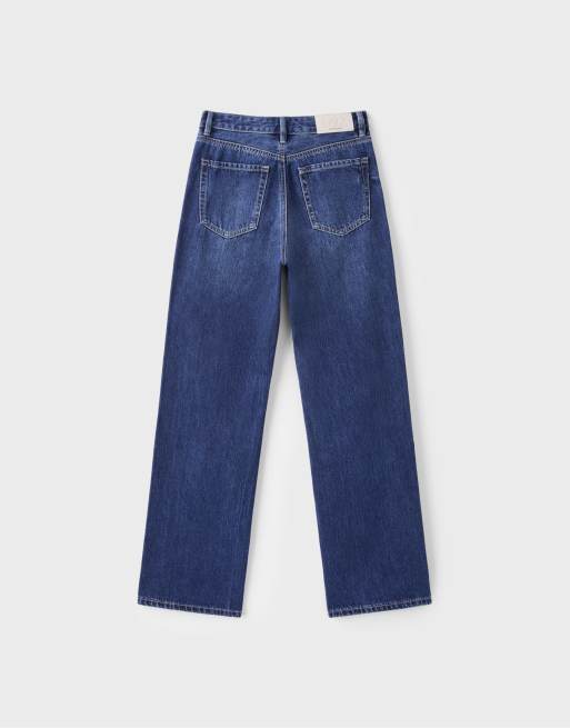 Stradivarius - D92 - Jean droit ample - Bleu moyen, 7 de 7