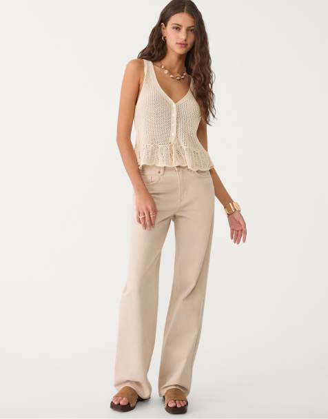 Stradivarius - D92 - Jean droit ample - Taupe - view 1