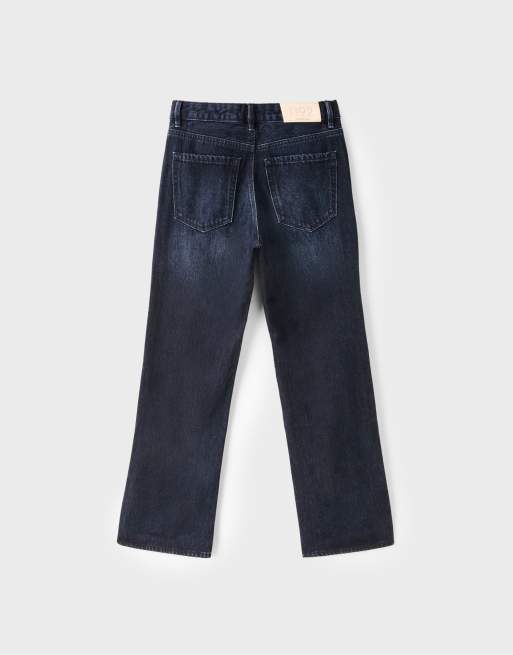 Stradivarius D92 jean droit large en denim gris clair délavé, 7 de 7