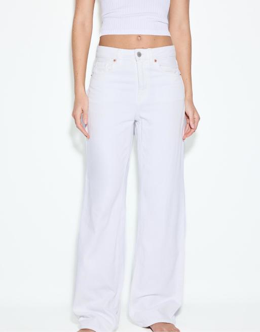 Stradivarius - D92 - Jeans dritti ampi bianchi, 2 di 7