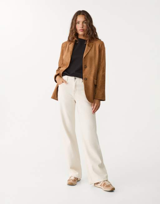 Stradivarius - D92 - Jeans dritti ampi color vaniglia