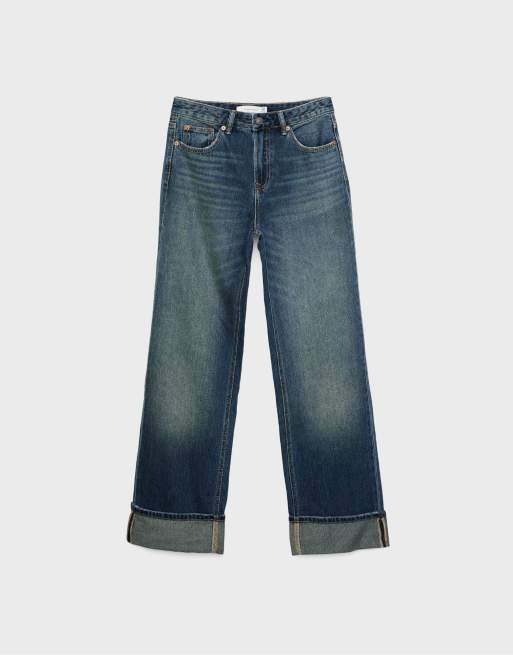 Stradivarius – D92 – Jeans in hellgrauer Denim-Waschung mit weitem Bein und geradem Schnitt, 6 von 7
