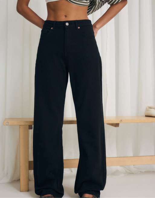 Stradivarius - D92 - Jeans met rechte wijde pijpen in zwart, 2 van 7