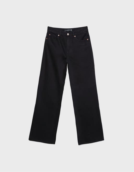 Stradivarius - D92 - Jeans met rechte wijde pijpen in zwart, 6 van 7