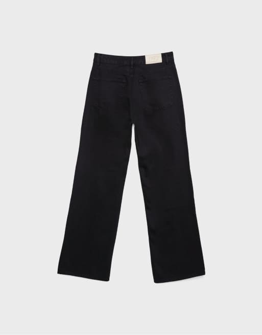 Stradivarius - D92 - Jeans met rechte wijde pijpen in zwart, 7 van 7