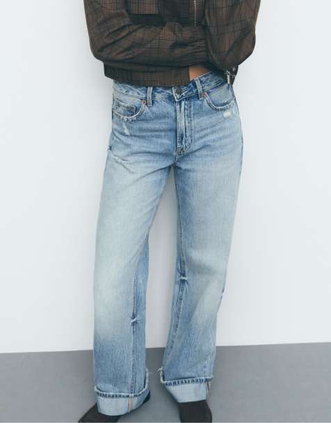 Stradivarius - D92 - Jeans met wijde pijpen in lichtblauw - view 1