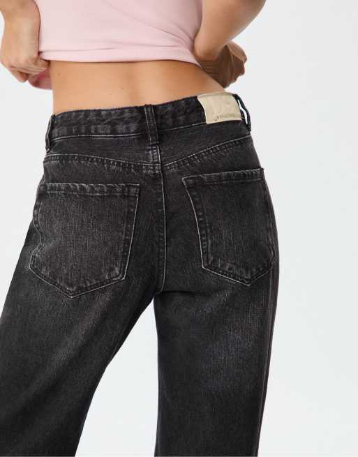 Stradivarius - D92 - Jeans met wijde pijpen in verwassen zwart, 4 van 4