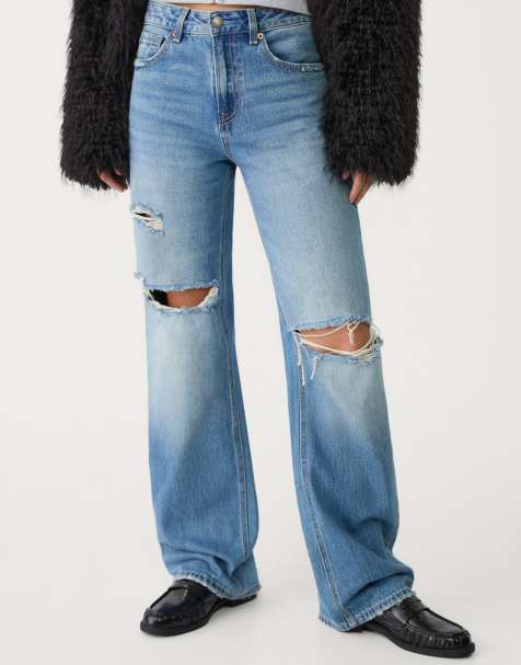 Stradivarius – D92 – Ljusblå jeans med vida ben - view 1