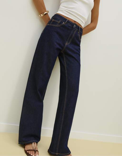Stradivarius - D92 - Mellemblå jeans i denim med lige ben med vidde, 2 af 4