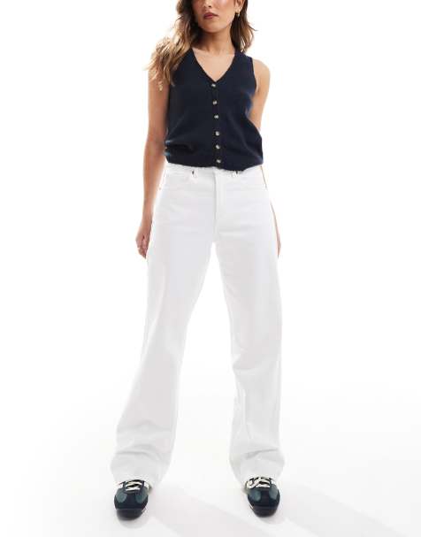 Stradivarius - D92 - Rechte denim jeans in wit - view 1