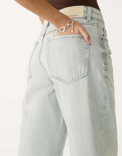 Stradivarius - D92 - Rechte jeans met wijde pijpen in overdyed blauw, 3 van 4