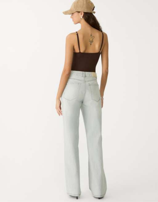 Stradivarius - D92 - Rechte jeans met wijde pijpen in overdyed blauw, 4 van 4