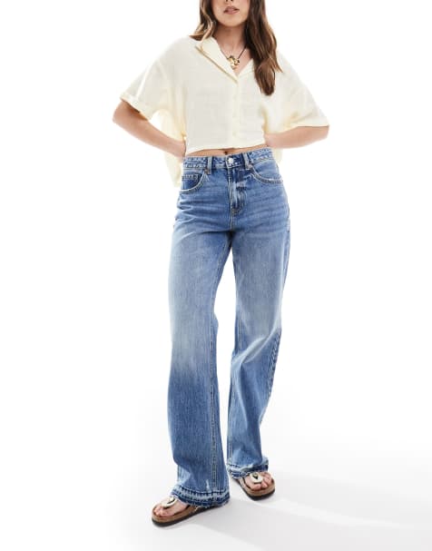 Stradivarius – D92 – Straight Jeans aus Denim in mittlerer Waschung - view 1