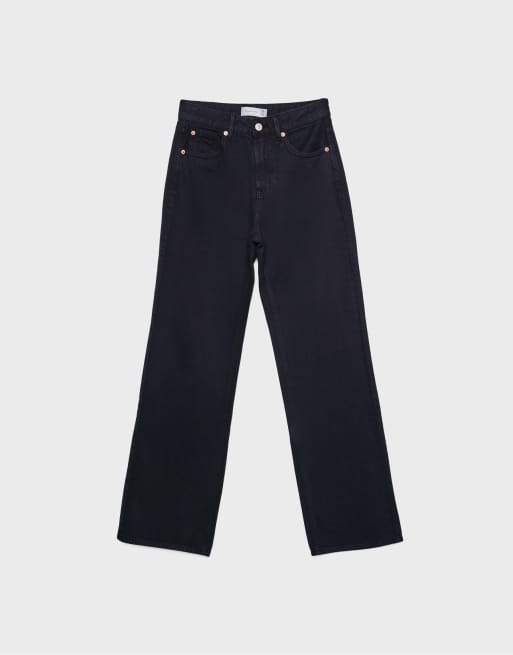 Stradivarius D92 straight wide-leg jeans in dark blue, 6 of 7