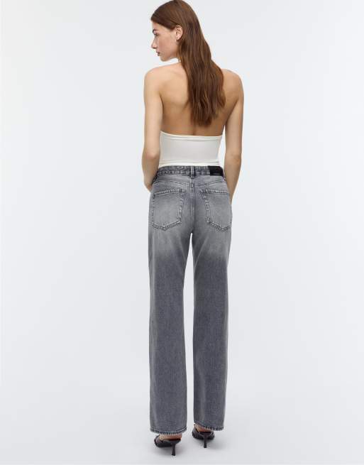 Stradivarius D92 straight wide leg jeans in medium grey, 4 of 4