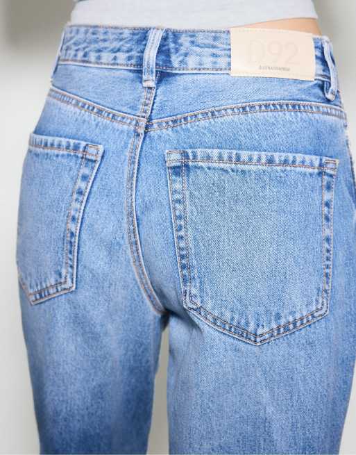 Stradivarius D92 Straight Wide-Leg Jeans in mittelhellblauem Denim, 4 von 7