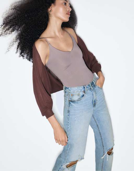 Stradivarius D92 tall straight wide-leg jeans in medium blue denim, 5 of 7