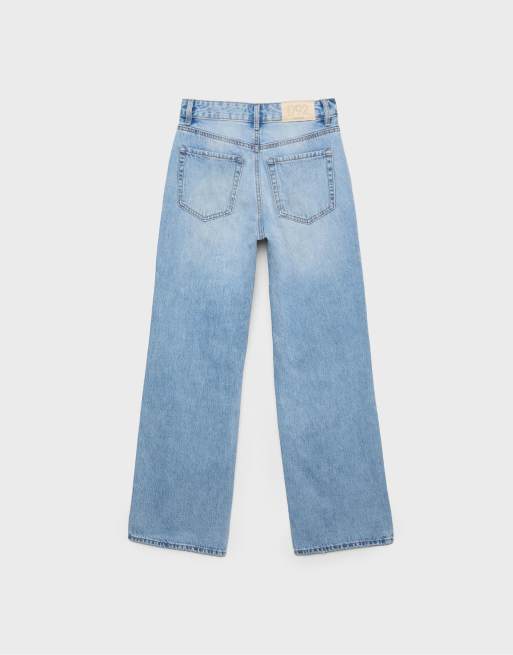 Stradivarius D92 tall straight wide-leg jeans in medium blue denim, 7 of 7