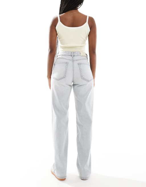 Stradivarius – D92 – Weit geschnittene Dad-Jeans in hellgrauer Waschung, 2 von 5