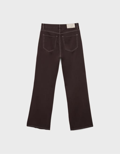Stradivarius – D92 – Weite Straight Jeans in Braun, 7 von 7
