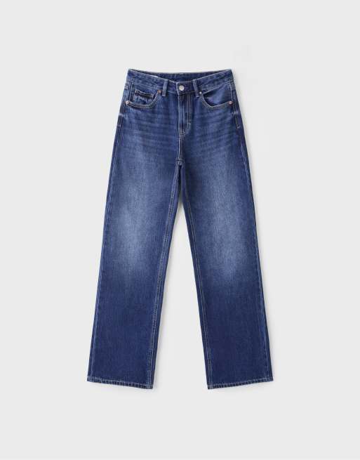Stradivarius D92 wide-leg straight jeans in medium blue denim, 6 of 7