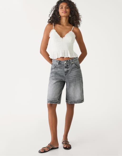 Stradivarius D95 bermuda jorts in medium grey