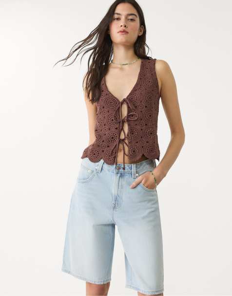 Stradivarius - D95 - Blå bermuda-jorts i denim - view 1