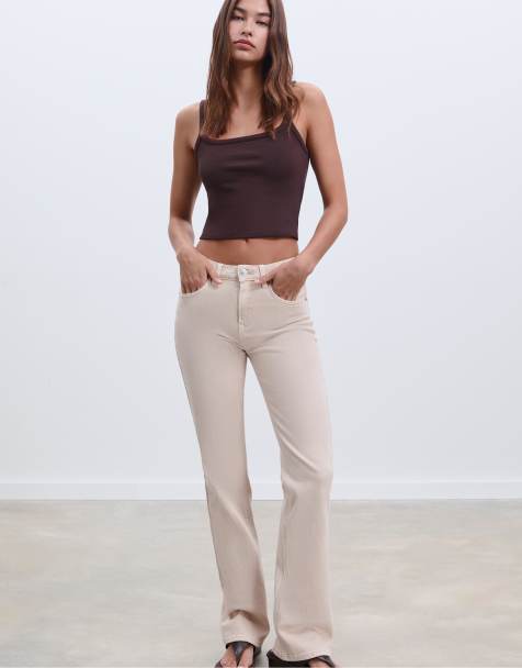 Stradivarius - D98 - Beige jeans med lige ben - view 1