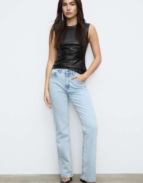 Stradivarius - D98 - Jean droit effet vintage - Bleu clair - view 1