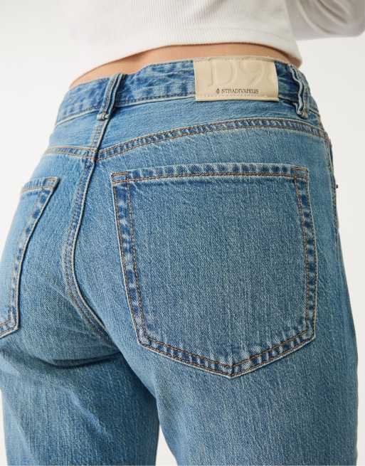 Stradivarius - D98 - Jean droit effet vintage - Bleu marine moyen, 4 de 4