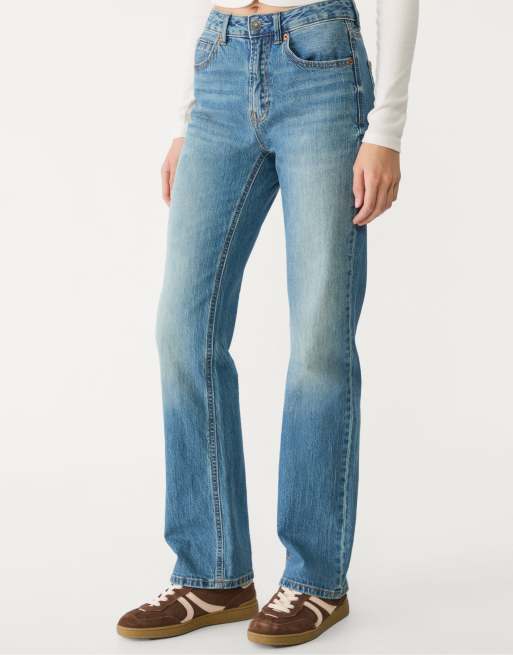 Stradivarius - D98 - Jeans dritti effetto vintage blu navy medio, 2 di 4